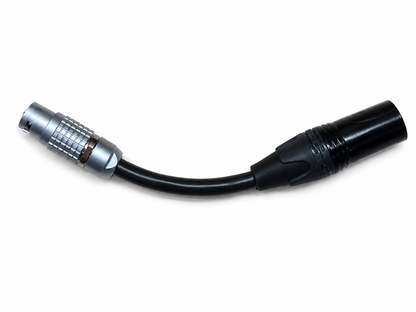 ARRI ALEXA 35 power pigtail with straight connector and XLR on white background